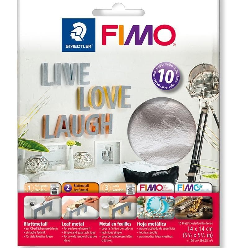 FIMO Leaf Metal - Pack of 10 Silver