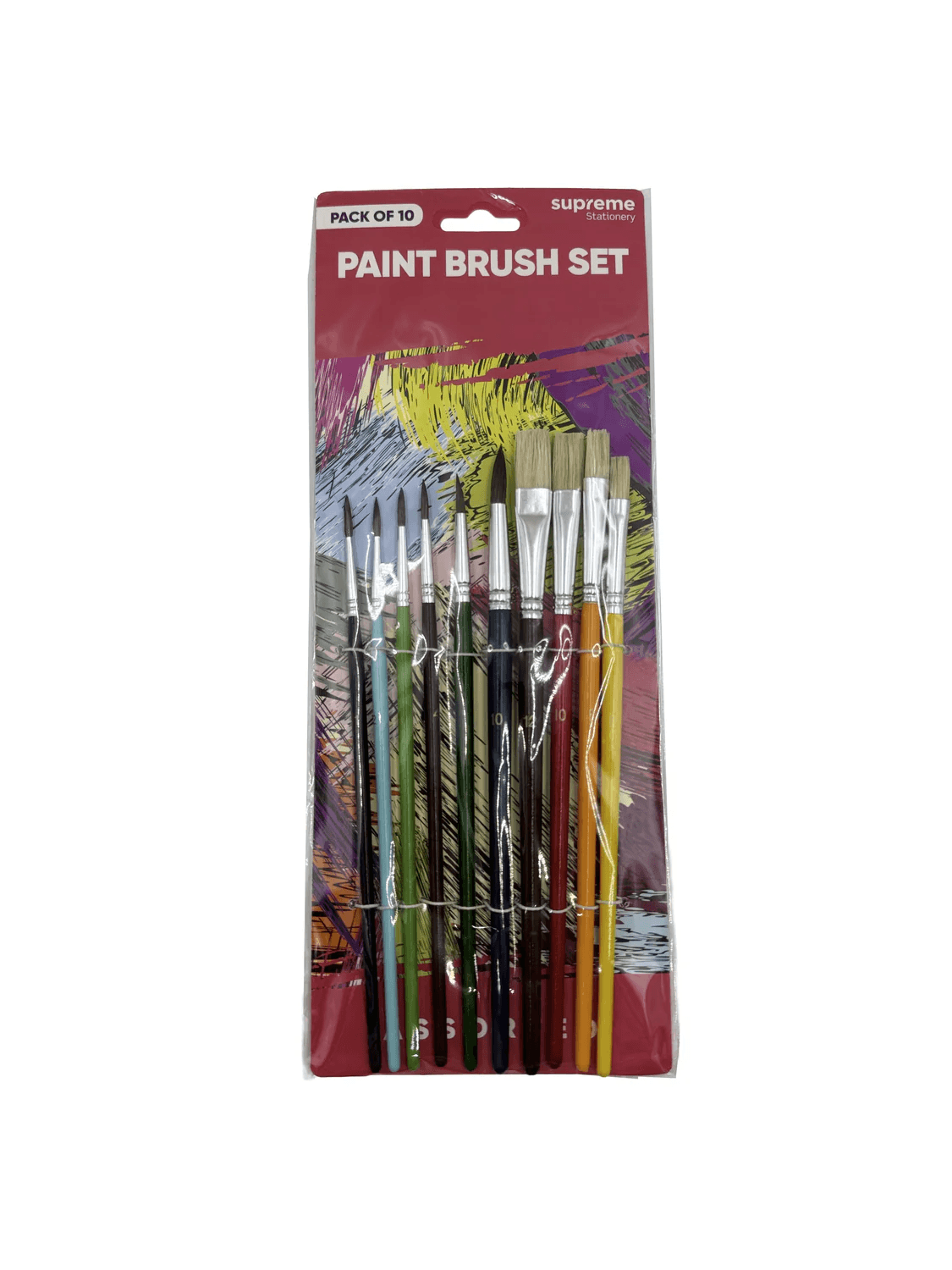 paint brush set pack of 10 natural round and flat