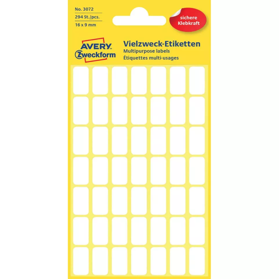 Avery White Labels Sheet 16 x 9 mm , 294 pieces